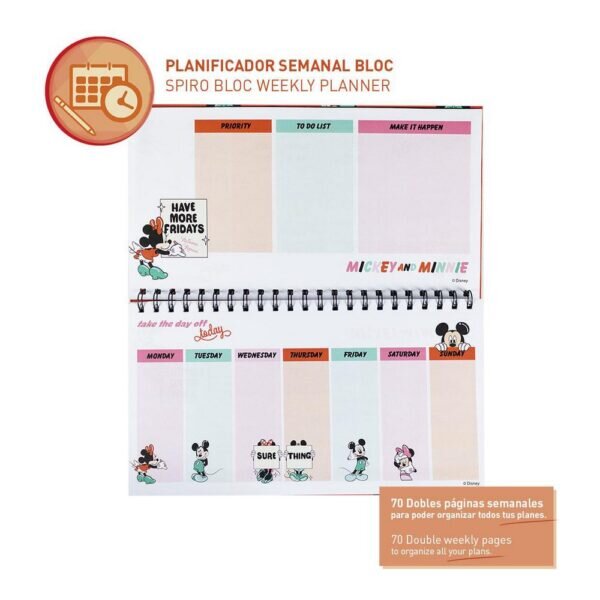 Weekly Planner Minnie Mouse Σημειωματάριο (35 x 16,7 x 1 cm) - S0727288