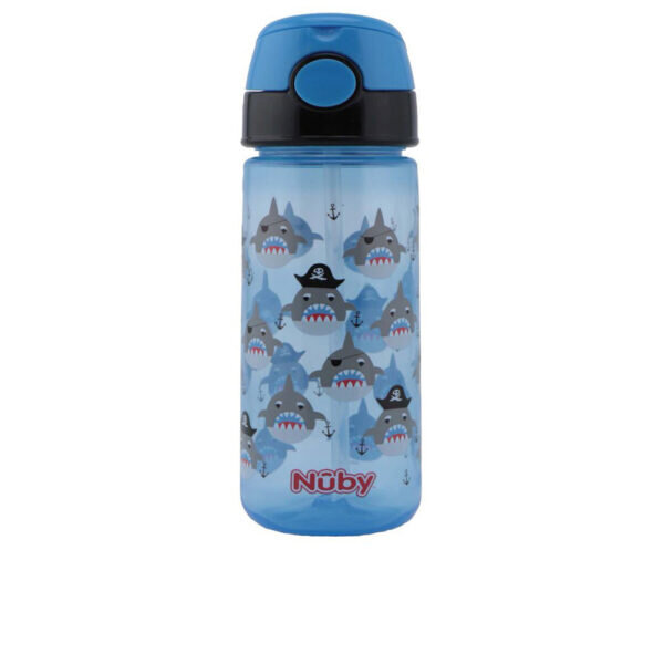 NÛBY MUG with button and soft straw 3 years+ #blue 540 ml 1 u - NVA9063903