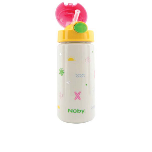 NÛBY MUG with button and soft straw #surf pink 540 ml 1 u - NVA9065846