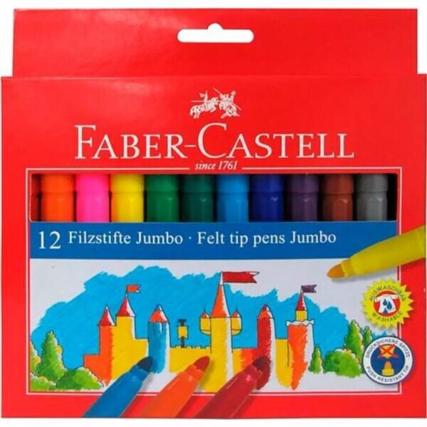 Σετ Μαρκαδόροι Faber-Castell Jumbo θήκη 12 Μονάδες - S8422024