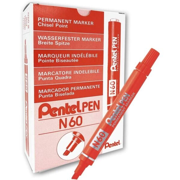 Μόνιμος δείκτης Pentel N60 Κόκκινο (12 Μονάδες) - S8414986