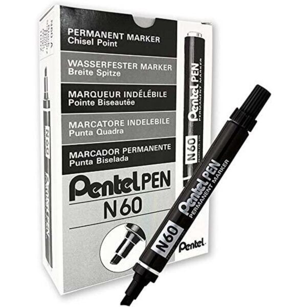 Μόνιμος δείκτης Pentel N60 Μαύρο Αλουμίνιο 12 Μονάδες - S8414985