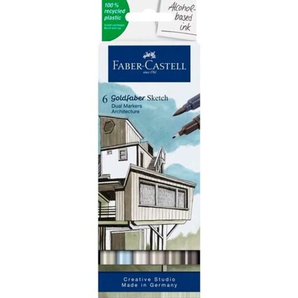 Σετ Μαρκαδόροι Faber-Castell Goldfaber Sketch - Architecture Διπλή 6 Τεμάχια - S8429288