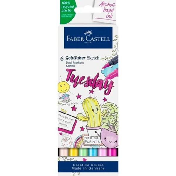 Σετ Μαρκαδόροι Faber-Castell Goldfaber Sketch - Kawaii Διπλή 6 Τεμάχια - S8429292