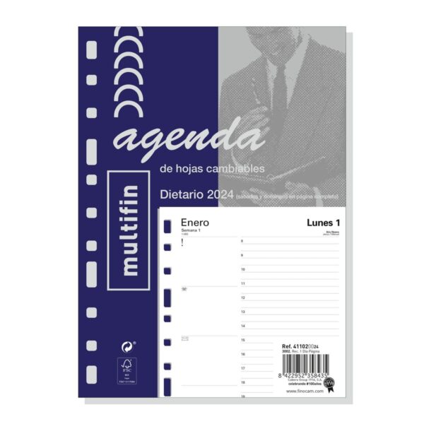 Agenda refill Finocam Multifin 2024 Λευκό 15,5 x 21,5 cm - S8428560