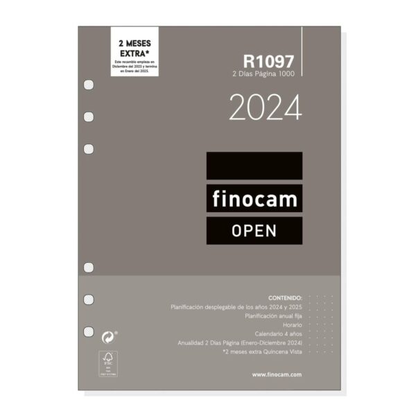 Agenda refill Finocam Open R1097 2024 Λευκό 15,5 x 21,5 cm - S8428610