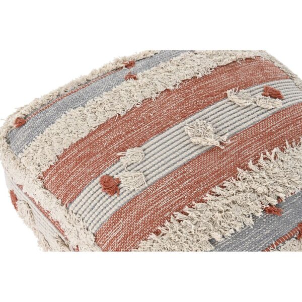 Puff DKD Home Decor Ρίγες Πορτοκαλί Λευκό 60 x 60 x 25 cm Boho - S3032041