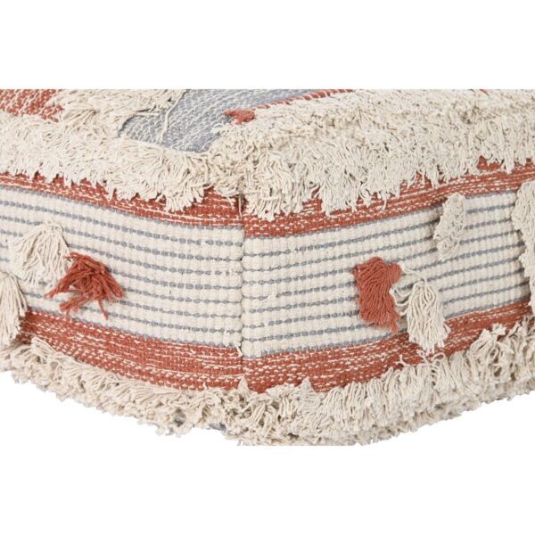 Puff DKD Home Decor Ρίγες Πορτοκαλί Λευκό 60 x 60 x 25 cm Boho - S3032041