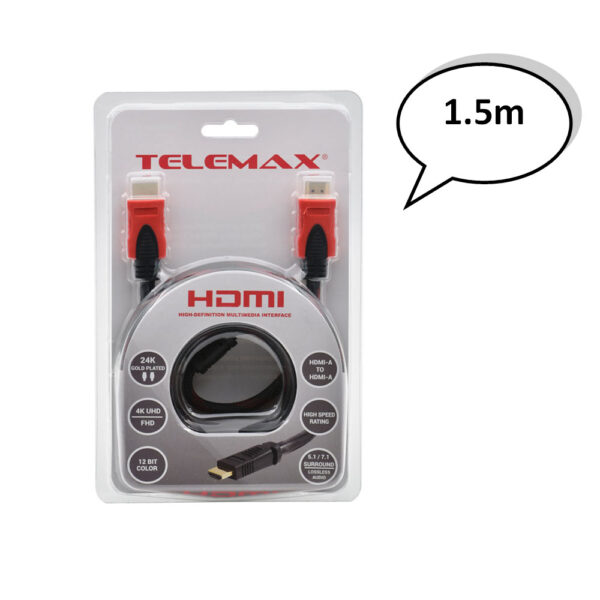 Καλώδιο HDMI 1.5m Telemax SP-H14-15 Κόκκινο - telemax98-1415