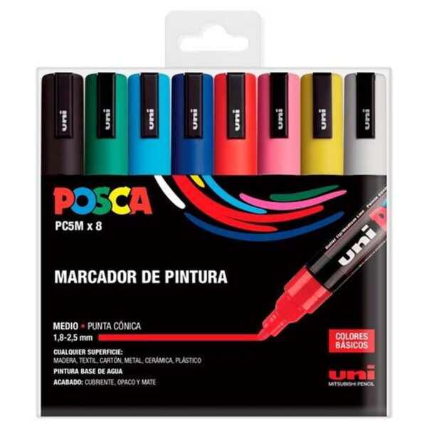 Σετ Μαρκαδόροι Uni-Ball Posca Basic PC-5M 8 Μονάδες - S8418992