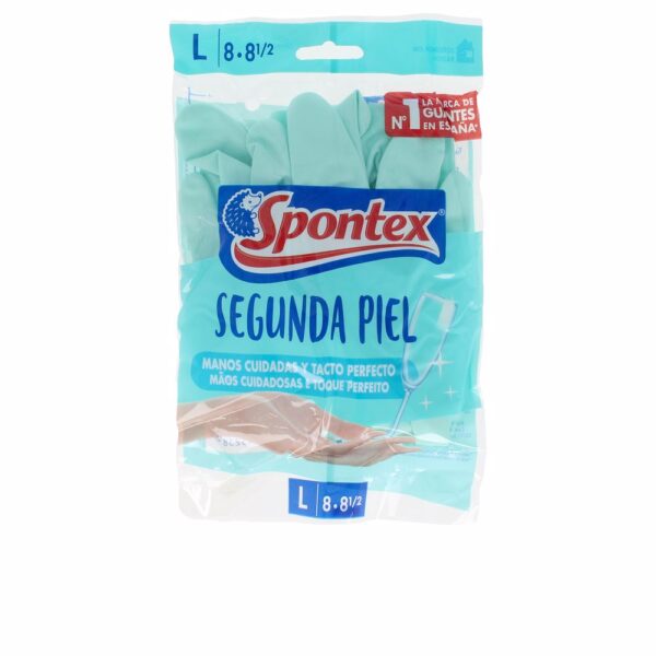 Spontex Γάντια Καθαριότητας Second Skin Πλαστικά Large Πράσινα 2τμχ - NVA4452381