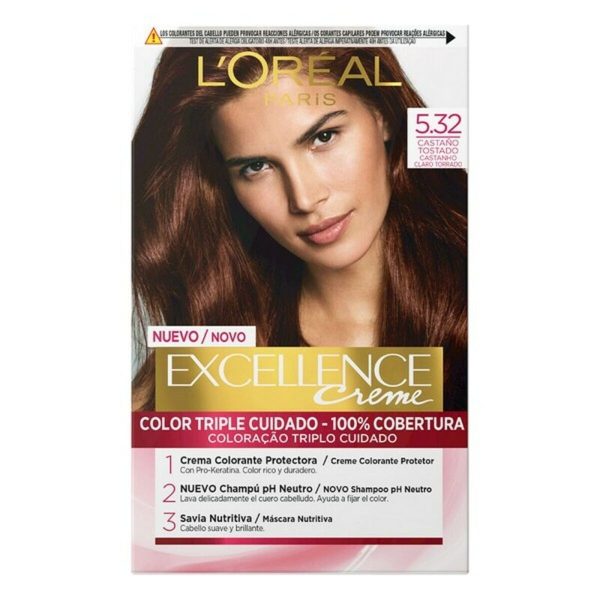 L'Oreal Paris Excellence Creme Triple Care Color 5.32 Solar Brown 48ml - NVA3916603