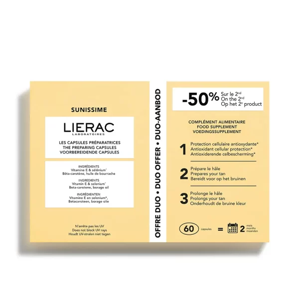 LIERAC SUNISSIME tan preparation capsules pack 2 x 30 capsules - NVA6923693