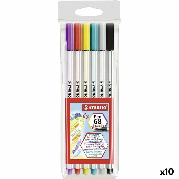 Σετ Μαρκαδόροι Stabilo Pen 68 Brush Πολύχρωμο (x10) - S8433965