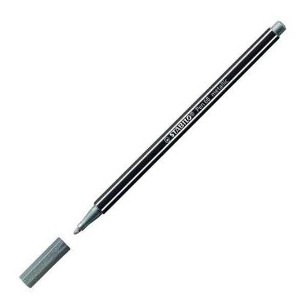 Μαρκαδόροι Stabilo Pen 68 metallic Ασημί x10 - S8417654