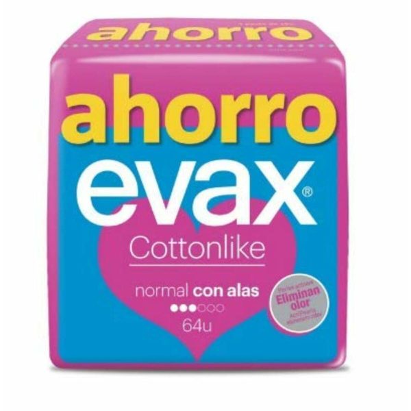 Κανονικές Σερβιέτες Mε Φτερά Evax Cottonlike 64 Μονάδες - NVA8081146