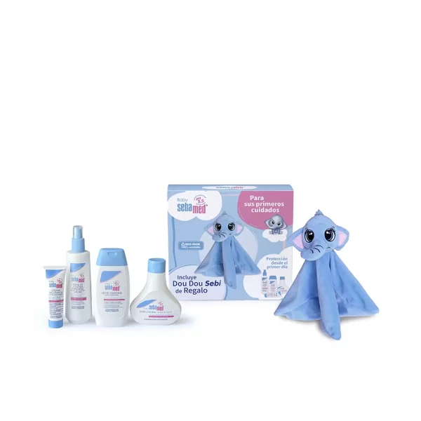 SEBAMED BABY BASKET SEBAMED DOU DOU LOT 5 pcs Foam bath 200 ml + Body milk 200 ml + Cologne water 250 ml + Balsamic cream 50 ml + Dou dou 1 unit - NVA1200498