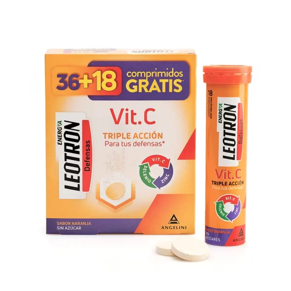 LEOTRON VITAMIN C αναβράζοντα δισκία τριπλής δράσης 36 + 18 as a gift #Orange 54 u - NVA2113389