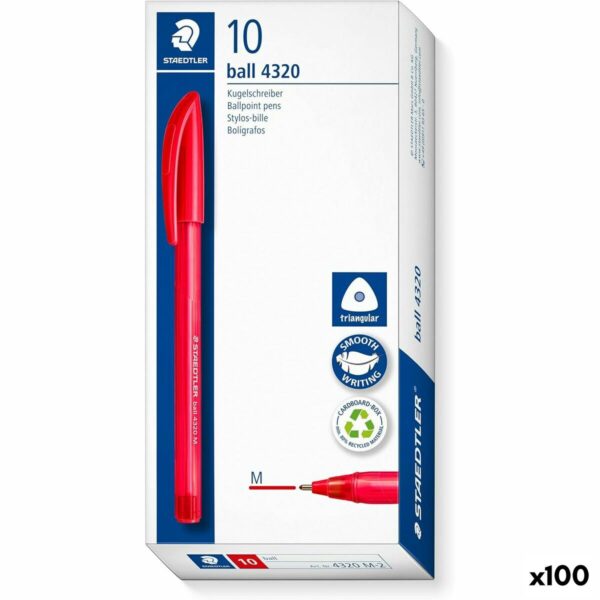 Σετ Στυλό Staedtler Ball 4320 Κόκκινο 1 mm (100 Μονάδες) - S8433984