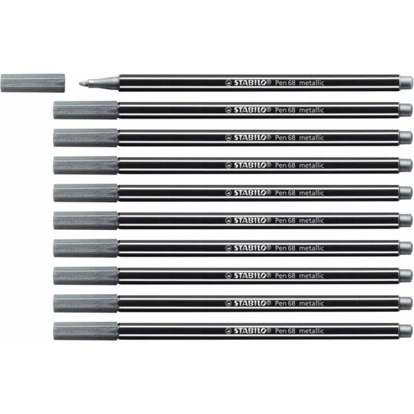 Μαρκαδόροι Stabilo Pen 68 metallic Ασημί x10 - S8417654