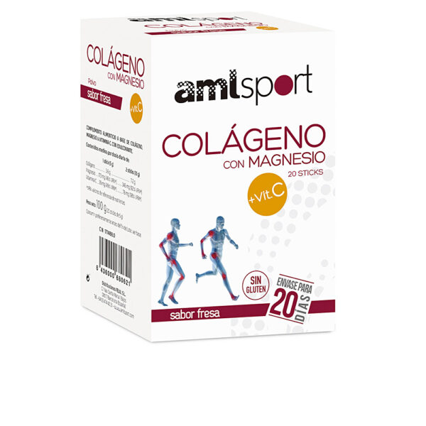 AMLSPORT COLÁGENO CON MAGNESIO + VIT.C sabor fresa 20 sticks - NVA0680621