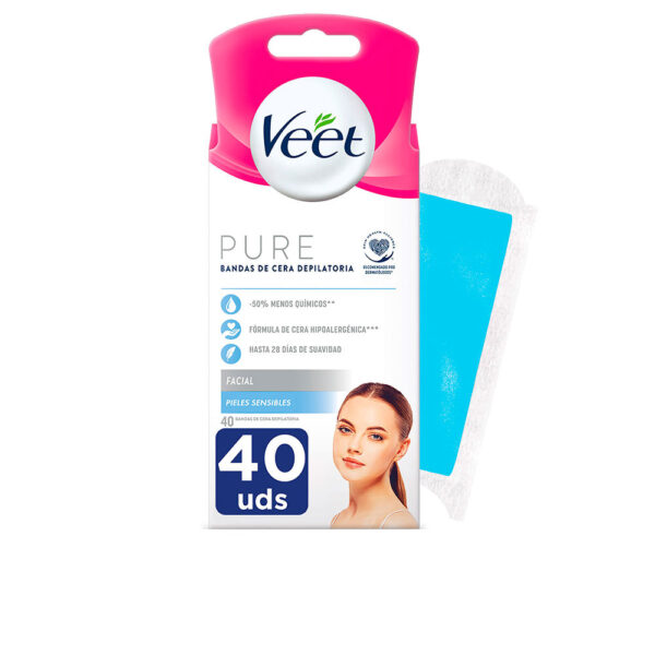 VEET PURE WAX BANDS sensitive skin facial 40 u - NVA6003398