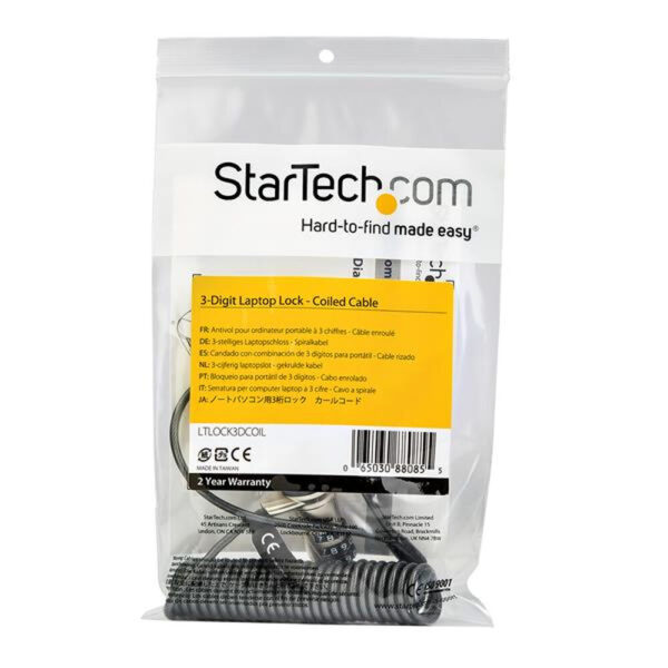 Καλώδιο ασφαλείας Startech LTLOCK3DCOIL 1,83 m - S7749554