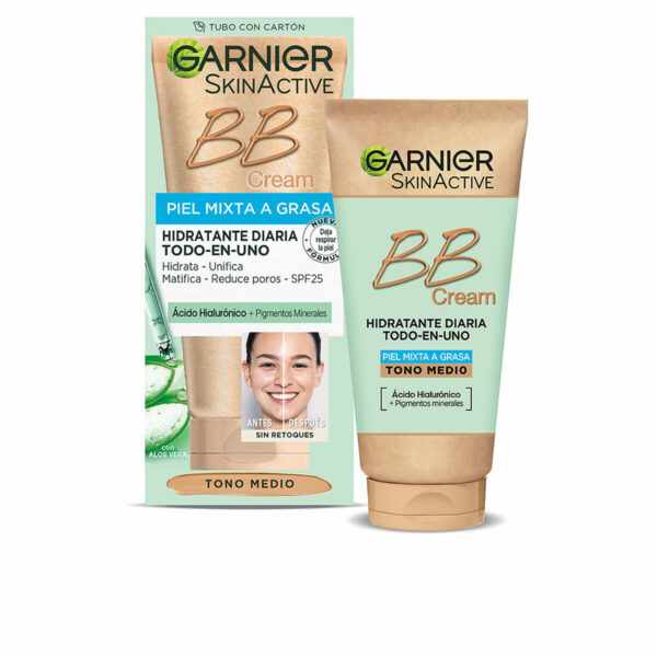 Garnier Skinactive Perfecting Care All In 1 BB Medium 24ωρη Ενυδατική Κρέμα Προσώπου Ημέρας με SPF25 με Υαλουρονικό Οξύ & Aloe Vera 50ml - NVA2414999