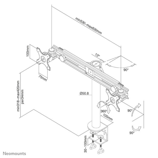 Βάση Τηλεόρασης Neomounts FPMA-D700D 10-30" 8 kg - S55024625