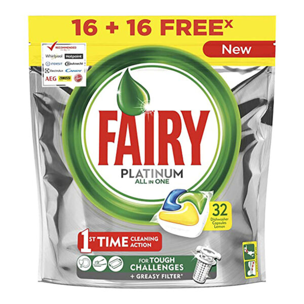 FAIRY FAIRY PLATINUM TODO EN 1 LIMON lavavajillas 32 cápsulas - S7918166