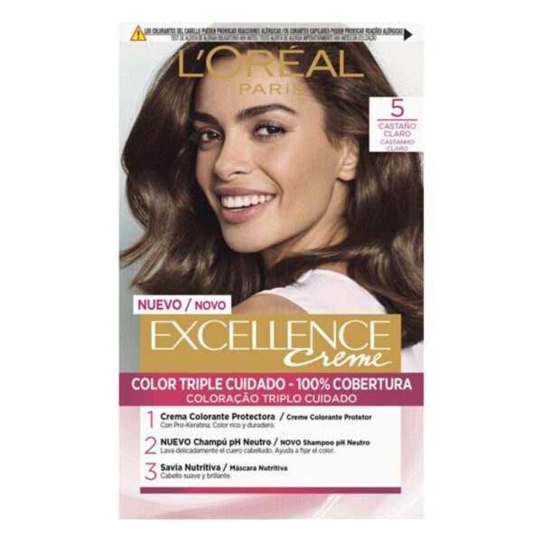 Μόνιμη Βαφή Excellence L'Oreal Make Up Ανοικτό Καφέ Nº 5 - NVA0565045