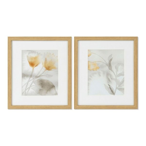 Πίνακας DKD Home Decor S3013510 Drawed Leaf Παραδοσιακά Φύλλο φυτού (33 x 3 x 38 cm) (x2) - S3013510