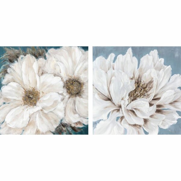 Πίνακας DKD Home Decor S3018077 Blomster (80 x 2,4 x 80 cm) (80 x 3,5 x 80 cm) (x2) - S3018077