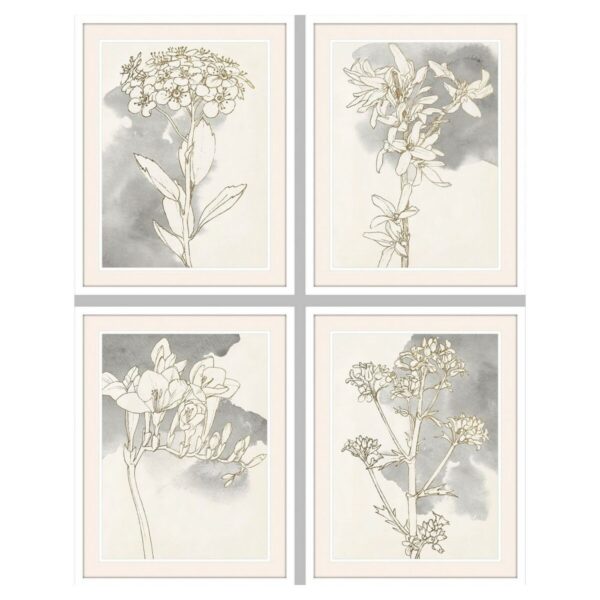 Πίνακας DKD Home Decor Blomster (55 x 2,5 x 70 cm) (4 Μονάδες) - S3018204