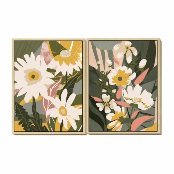 Πίνακας DKD Home Decor Blomster (60 x 4 x 80 cm) (2 pcs) - S3018410