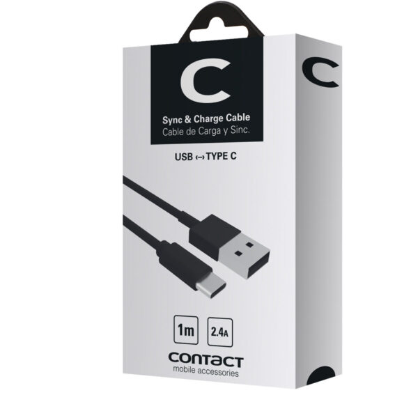 Καλώδιο USB A σε USB C Contact (1 m) Μαύρο - S1903701