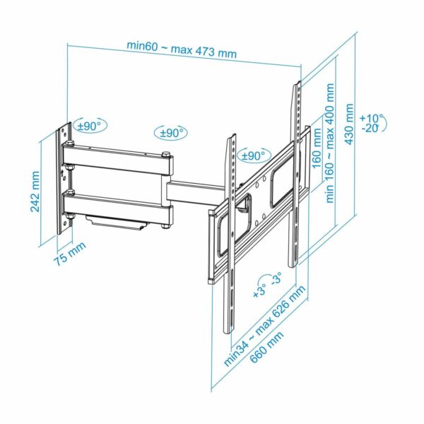 Βάση TV με Βραχίονα TooQ LP6070TN-B 37"-70" - S9910529