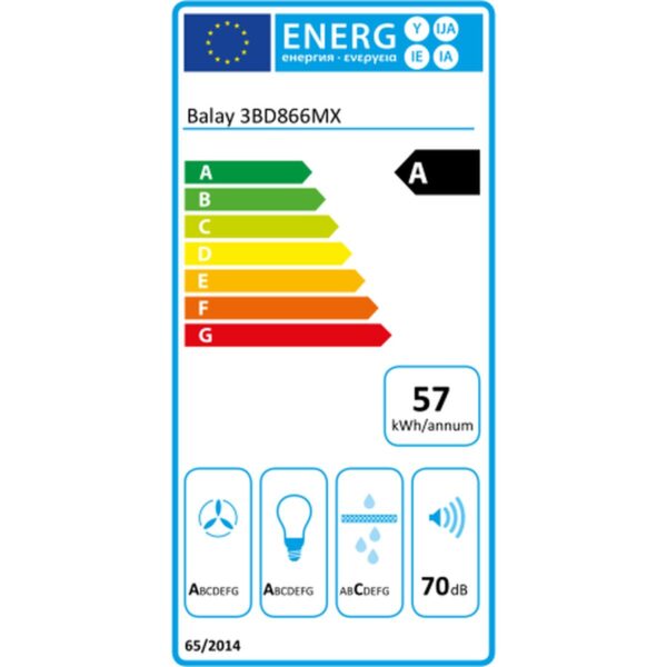 Συμβατικός Απορροφητήρας Balay 3BD866MX 60 cm 620 m³/h 250W A - S0422324