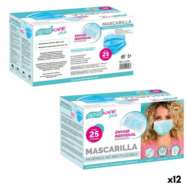 Box of hygienic masks SensiKare 25 Τεμάχια (12 Μονάδες) - S8901400