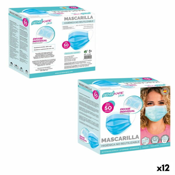 Box of hygienic masks SensiKare 50 Τεμάχια (12 Μονάδες) - S8901401