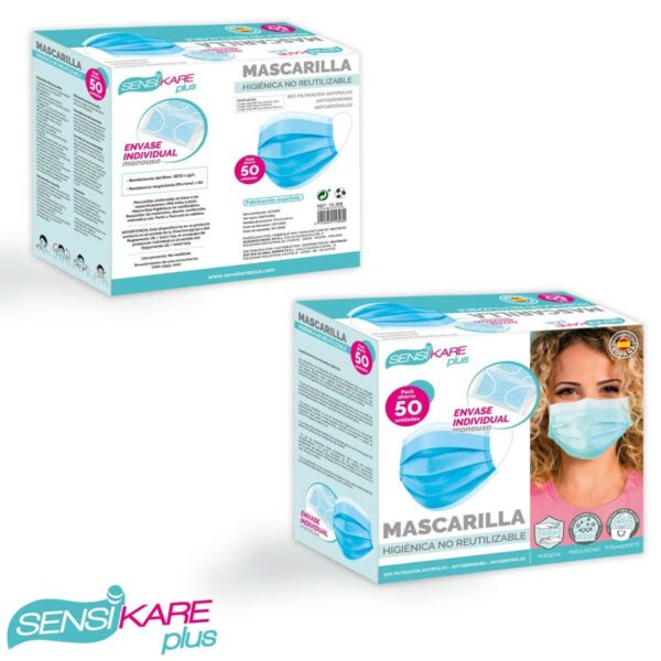 Box of hygienic masks SensiKare 50 Τεμάχια (12 Μονάδες) - S8901401