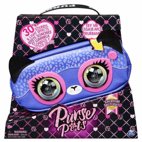 Τσάντα Mέσης Spin Master Purse Pets, cangurera Savannah Spotlight, juguete de mascota interactiva y bolso bandolera, más de 30 s - S7186340