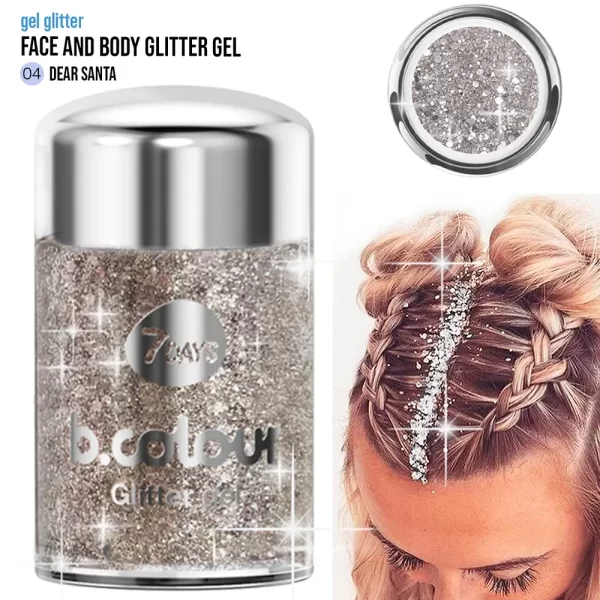 7DAYS B.COLOUR WE facial and body glitter gel mini #04-dear santa 10 gr - NVA7421852