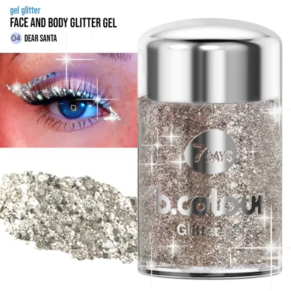 7DAYS B.COLOUR WE facial and body glitter gel mini #04-dear santa 10 gr - NVA7421852