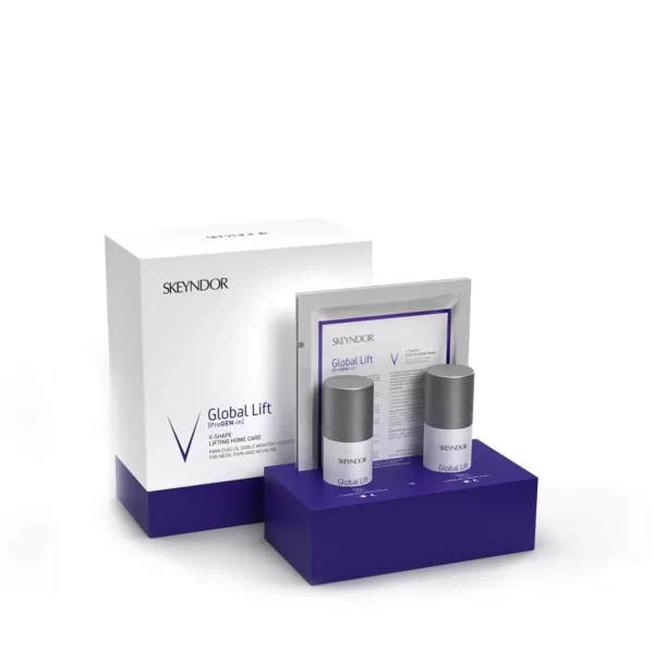 Skeyndor Global Lift V-Shape Lifting Home Care Set For Neck, Chin And Neckline/V-Shape Anti Gravity Serum 30ml/V-Shape Anti Gravity Cream 30ml/V-Shape Contouring Mask set x 60 ml - PARC-SY-098-01