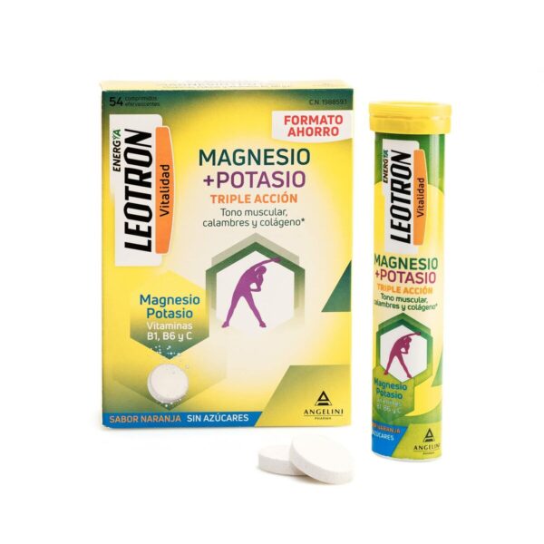 LEOTRON MAGNESIUM + POTASSIUM ENERGY triple action effervescent tablets #Orange 54 u - NVA1988591