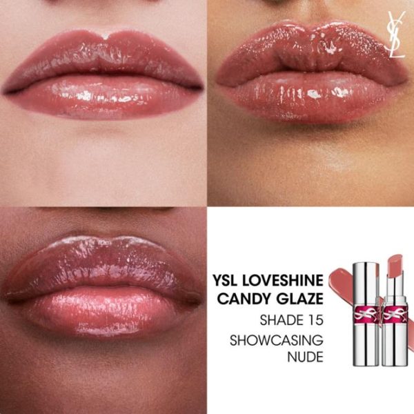 YSL Loveshine Candy Glaze Lipstick #15 Showcasing Nude 3.2 g - PARC-YS-B13-04