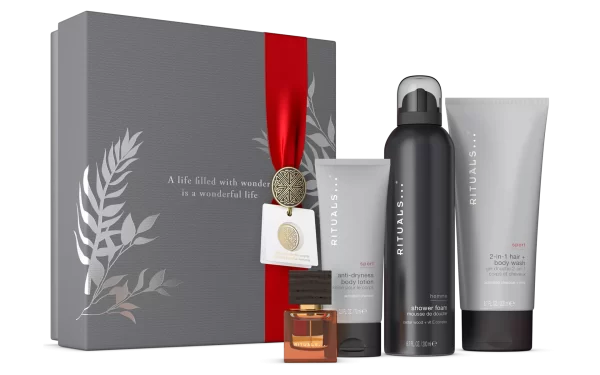 Rituals Homme Medium Set Sport Anti-Dryness Body Lotion 70 ml/Sport 2-in-1 Shampoo & Body Wash 200 ml/Travel - L'Essentiel Eau de Parfum 15 ml/Rituals Homme Shower Foam 200 ml set x 485 ml - PARB-10-568-00