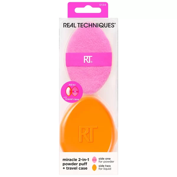 REAL TECHNIQUES MIRACLE 2 IN 1 powder puff + travel case 2 u - NVA5440898