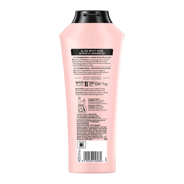 SCHWARZKOPF MASS MARKET GLISS SPLIT HAIR MIRACLE champú 400 ml - NVA6456982